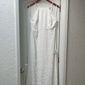 Lulu’s Love and Happiness White Button Back Mermaid Maxi Dress.